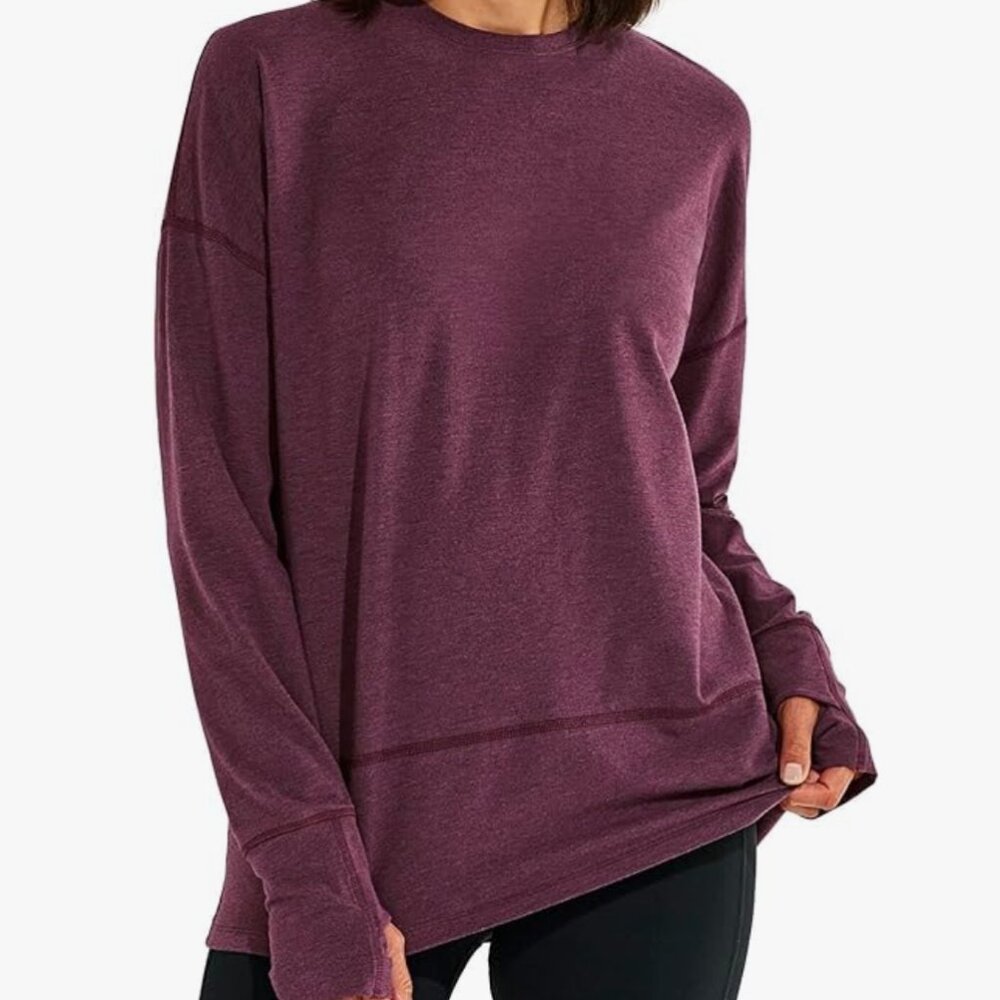 Coolibar UPF 50+ Women's LumaLeo Relaxed T-Shirt Maroon/Burgundy